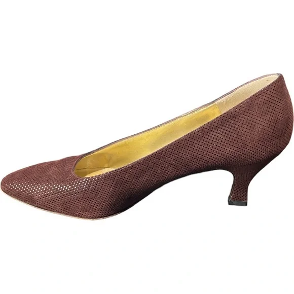 Bruno Magli Vintage Women's Brown Leather Dotted Pumps Heels Shoes Italy 8B - Picture 9 of 10
